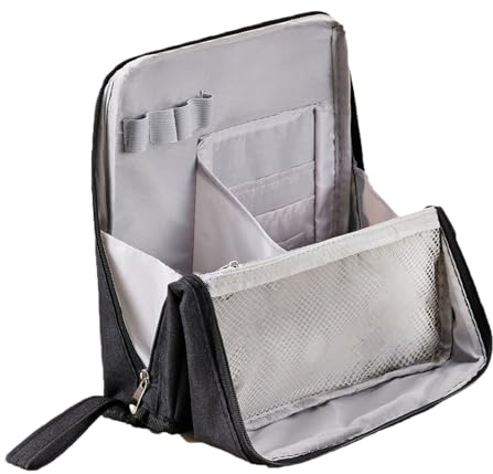Trousse de maquillage debout – Organiseur de cosmétiques vertical étanche en tissu Oxford | Plusieurs compartiments de rangement pour voyage, école, maison, fournitures de beauté, accessoires pour