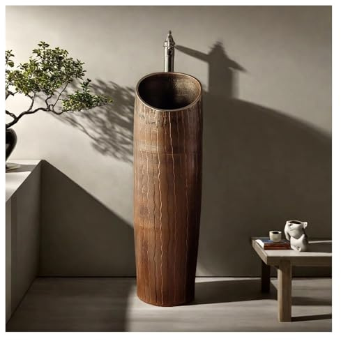 Lavabo De Pedestal De Una Pieza, Lavabo De Pedestal Para Interior Y Exterior, Lavabo De Baño Con Grifo, Diseño Vintage.(Set 5)