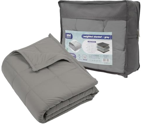Harbour Housewares Gewichtsdecke mit Aufbewahrungstasche - 125 x 150cm - 4kg - Grau - 1x Schwer Erwachsene Baumwolle Bett Abdeckung Werfen mit Glasperlen | Hochwertige 7-Lagen-Konstruktion | Angst