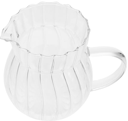 POPETPOP Pot à Lait en Verre Petit Format 200 Ml, Pichet à Lait Transparent en Verre Écologique, Anti-dérapant, Adapté Café, Pâtisserie et Restauration, Récipient Simple pour Sauce
