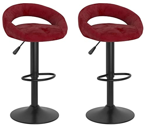 Frdhee Silla cosmética de comedor, taburete de bar, 2 unidades, terciopelo rojo vino, sillas de cocina para cocina, bar en casa