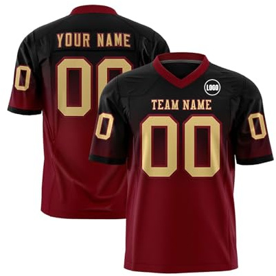 Camiseta de fútbol americano personalizada con nombre y número del equipo, camisetas deportivas personalizadas para hombres, mujeres y jóvenes, 1-vino, S