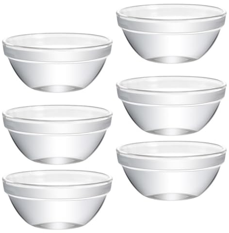 INOOMP Set da 6 Ciotole in Vetro per Budino e Gelatina, Contenitori Alimentari Trasparenti Riutilizzabili per Dessert e Dolci Fatti in Casa, Pratiche Scodelle Monoporzione per Uso