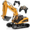 Top Race Remote Control Construction Excavator Toy with Grapple Fork and Shovel - 15 Channel 2.4GHz Fully Functional Digger for Kids Ages 8+