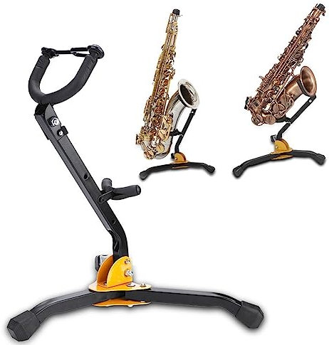 nobrands Halterung für Saxophon, Halterung für Tenor-Saxophon Altsaxophon Verstellbar Faltbar aus Metall für Tenorsaxophon Klarinette und Flöte
