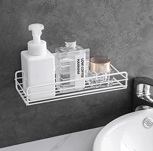 Disnace Mensole Portaoggetti Doccia Acciaio Inox, Bagno Senza Foratura, Mensola da Doccia, Mensola Bagno Autoadesivo, Mensola Doccia Bagno, Bagno con Aperture di drenaggio per Lo Shampoo (Bianco)