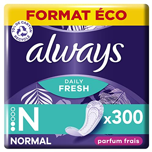 Always Daily Fresh Protège-Slips Normal 10x30 Unités, Avec un parfum frais, Pour ne sentir rien d’autre que fraîcheur et protection