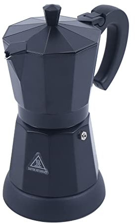 simimasen Elektrische Kaffeemaschine, Aluminium Espressokocher Mokka Espresso Kanne Filterkaffeemaschine 300ml Schwarz, Max 6 Tassen
