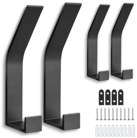 flintronic 4 Ganchos de Abrigo negro, Percha Pared con Diseño de Tornillo Invisible, Percheros pared Colgador Pared Moderno con 24 pieza Tornillo, para cocina, baño, vestíbulo, toallero