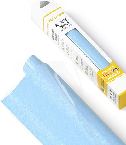 POLI-FLEX® PEARL GLITTER® – glitterfolie för textilier – flexfolie med glittereffekt för strykning, plotterfolie för gör-det-själv-skjortor, neonblå, 30,5 cm x 61 cm