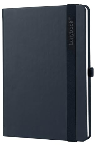 Lanybook Nature - Carnet de notes en cuir de pomme - Format A5 - Bleu - À pois - Avec bande de fermeture pratique et passant pour stylo - 192 pages