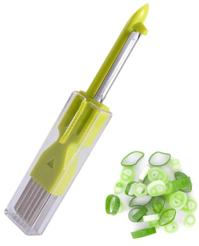 HSKRKOW 1 pezzi 2 In 1 Shred Silk The Knife, Coltelli Per Shred Silk, Taglia Verdure Per Cipolla, Cetriolo, Patate, Taglierina Di Scalogno Affettatrice Verdure,Scalogno Affettatrice