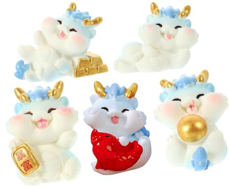 Toyvian 5stücke Miniatur Drachenskulpturen Aus Harz Chinesische Tierkreis-drachenfiguren Für Tischdekoration Und Garten Niedliche Drachenornamente Für Jahr des Drachen Vivid Cartoon