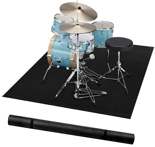 Alytree Drum Mat | 4 x 6Ft, Drum Mat with Non-Slip Grip Bottom & Noise Reduction, Soundproof Drum Carpet for Studio, Apartment, Outdoor, Electric Drum Accessories Gift for Drummers, Black