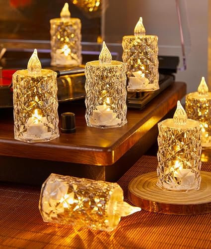 Lot de 4 bougies chauffe-plat LED réalistes et lumineuses à piles sans flamme, fausses bougies électriques en cristal pour Halloween, la Saint-Valentin, les mariages, les fêtes de Noël, les festivals,