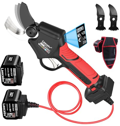 Laecabv 42 mm 21 V 1 150 W professionell elektrisk beskärningssax, 2 x 4 000 mAh batteri, LCD-skärm, progressiv skärning skruvar (LA42Pro)