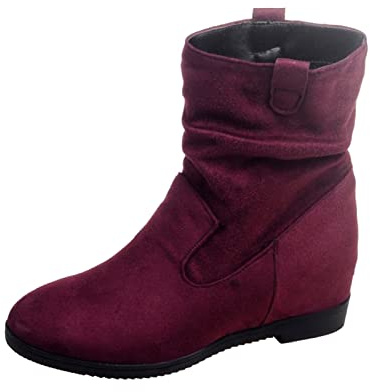 Stövletter dam med klack elegant – mocka stövlar kilklack halvstövlar halvskaft slip-stövlar halvhöga stövlar stilettos kort skaft stövlar stövlar enfärgade damstövlar, Z03wein, 41 EU