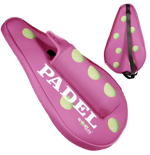 WorLin360 Padel-Tasche mit Bälle-Tasche, Rosa, L, Weich, Neopren, Reißverschluss, Tragegriff oben, 2 Fächer, Padel, 0 Räder