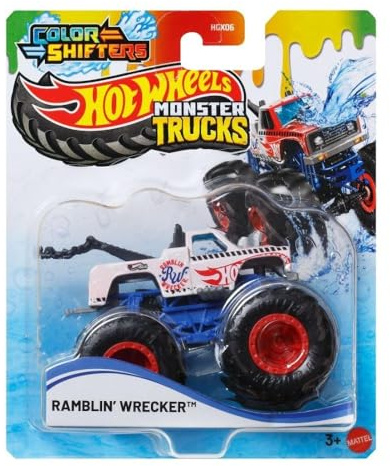 Hot Wheels Monster Trucks Ramblin Wrecker Color Shifter leksaksfordon, skala 1:64, för barn från 3 år