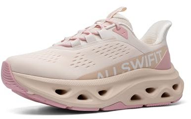 ALLSWIFIT Women's Slip On Walking Shoes Cushioning Hands Free Non Slip Breathable Comfort Workout Running Jogging Gym Athletic Tennis MoveSlide Fashion Sneakers,Size 9.5,Light Pink,AWUMRS2506