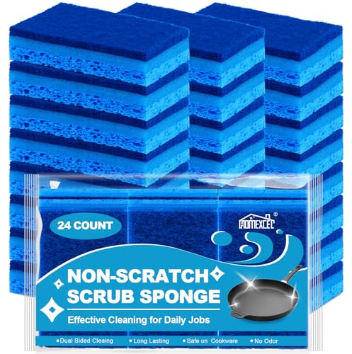 HOMEXCEL Sponges Kitchen 24 Pcs, Non-Scratch Sponge for Cleaning Dishes