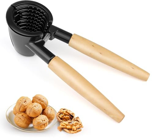 NEUTYPECHIC Schiaccianoci Manico in Legno, Nutcracker Robusto e Resistente, Schiaccia Noci e Nocciole con Molla a Risparmio di Forza, Schiaccia Mandorle Adatto per Sbucciare le Noci