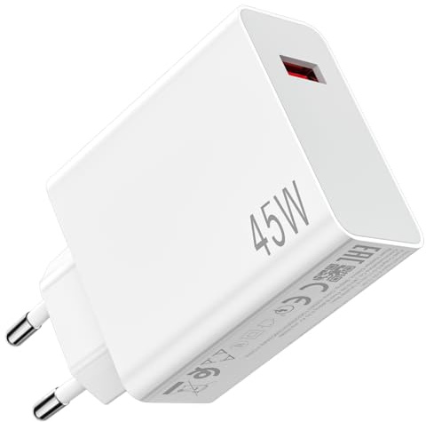 ACAGET 45 W Turbo snabbladdare för Redmi Note 14 Pro 5G Turbo Charge Adapter 45W Laddning för Xiaomi Poco C75 X7 X5 M4 M6 M7 Pro för Redmi 14C 13C Note 14 13 12 11S 10 9Pro för Xiaomi Pad 7 6 5