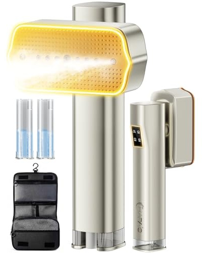 HAPAIS Travel Clothes Steamer handheld 2-in-1,Dual Tanks Total 200ml,25-Min Continuous Steam,Steamer Clothing 1300W with 4 Modes,15s Fast Heat,with Storage Pouch for Travel/Home