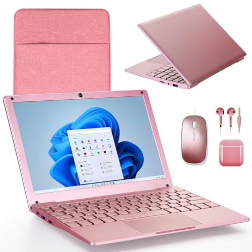 G-Anica win11 Laptop Computer, 8GB RAM 128GB ROM, Celeron Dual core Processors, 10 Netbook Computer with WiFi, Webcam and Bluetooth, Mini Laptop with Bag, Mouse, Headphone and Mouse Pad
