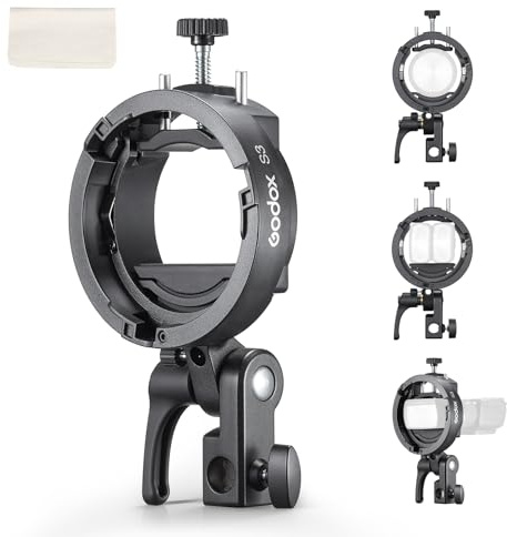 Godox S3 Bowens - Staffa per flash compatta, leggera e con inclinazione di ± 90°, imbottitura in silicone antiscivolo per installazione stabile, per flash da esterno AD300/AD200/AD100, per Speedlite