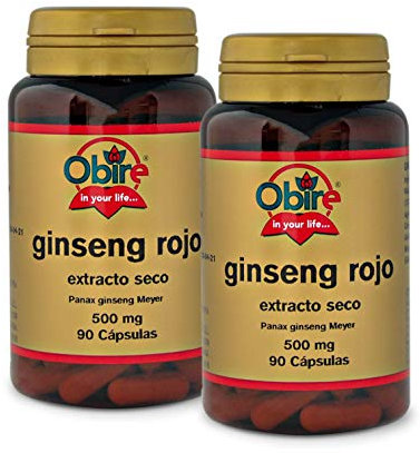 Obire | Ginseng Rojo 500 mg | Extracto Seco 90 Cápsulas (Pack 2 unid.)