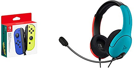 Joy-Con Pair Neon Blue/Neon Yellow (Nintendo Switch) + PDP LVL40 Wired Stereo Headset for NS - Joycon Blue/Red