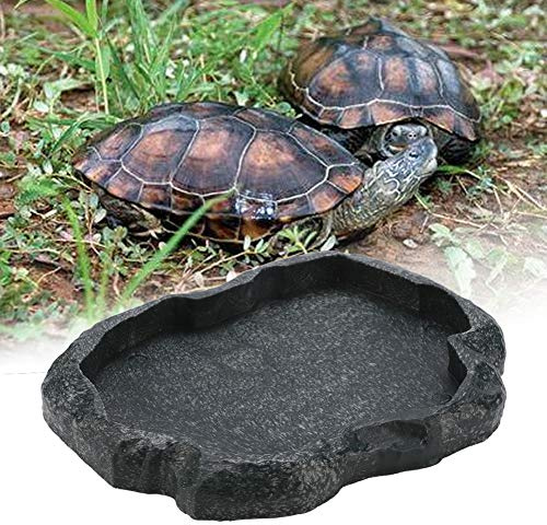 Reptilskål, reptilterrarium ödleskål, reptilhörn vattenskål reptil fuktig dold reptilskål för sköldpadda för ödla (moyu grön, S)