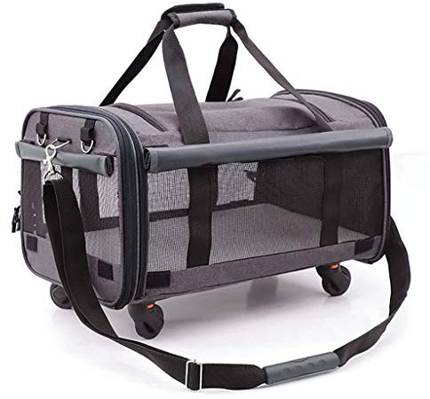 QIFFIY Hunderucksack Bewegliches Haustier Rollen-Fördermaschine, Hunderucksack Mit Rädern, Katzen, Welpe Reisetasche mit Rollen, Hunde Trolley Pet Handtasche Hundetasche (Color : C)