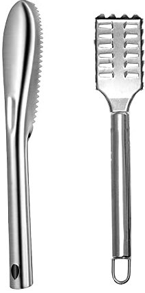Fischhaut Reinigungsbürste, Fischschuppenentferner, Fischentkalker Werkzeug, Edelstahl Fischhautschäler Werkzeug, 2 Stück (Silber)