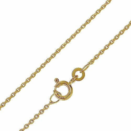 trendor Halskette Gold 333/8K Diamantierte Ankerkette Breite 1,3 mm eleganter Halsschmuck aus Echtgold für Damen, wunderschöne Geschenkidee, 51870-40 40 cm