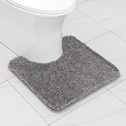 MIULEE Badematte Weiche Badteppich U Förmige Deko Matte rutschfest Fußmatte Flauschig Teppich Waschbar Badteppich Badvorleger Badezimmerteppich für Toilett WC Badezimmer 50x50 cm Grau