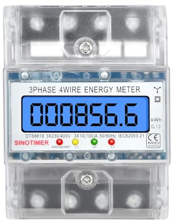Vothen Trifase di Energia, Misuratore Elettrico Digitale Con Schermo LCD Colore AC 40-380V 100A Contatore Consumo Elettrico Type Energy Meter Energy Meter