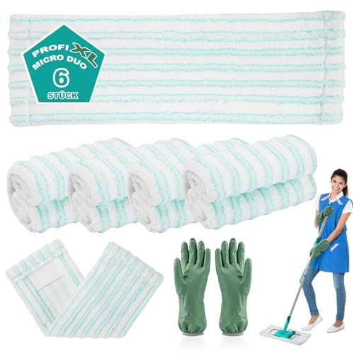4 Stück Bodenwischer Wischmopp Ersatzbezug Set für Leifheit Profi XL Micro Duo / Profi XL Cotton Plus,Effiziente Wasseraufnahme Starke Dekontamination Wischbezug für 2-Mikrofaser-System (4)