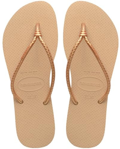 Havaianas – Slim Tube, elegante, bequeme und stilvolle Badelatschen, Riemen im Knotendesign, Damen, 39/40 EU,Gold