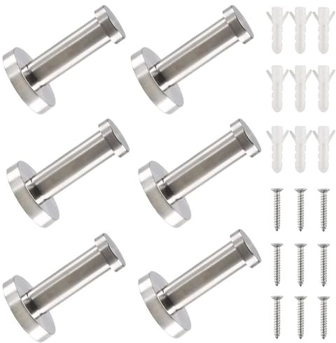 Luabue 6 Stück Garderobenhaken Edelstahl Gebürstet Wandhaken Handtuchhaken Kleiderhaken Haken Garderobe Mantelhaken Bad Garderobe Haken zum Schrauben Wandmontage für Bad Küche Wand 75mm