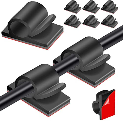 Tomario V2 Cable Clips Self Adhesive, 40PCS USB HDMI Cable Wire Management Holder Round Cable Tidy Clips for Desk Wall Workshop Home Office Outdoors Light Christmas Fairy Light