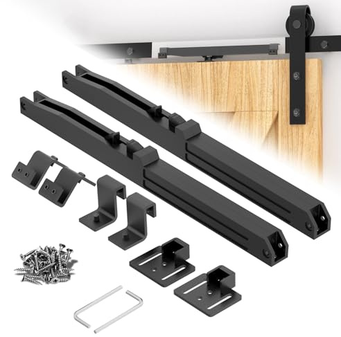 Barn Door Soft Close Hardware Kit,Barn Doors Buffer Damper Stopper is Suitable for Most Flat Track Sliding Door Systems.Supports Doors Weighing 88-132 lbs,No Hole Installation (Black 2pcs)