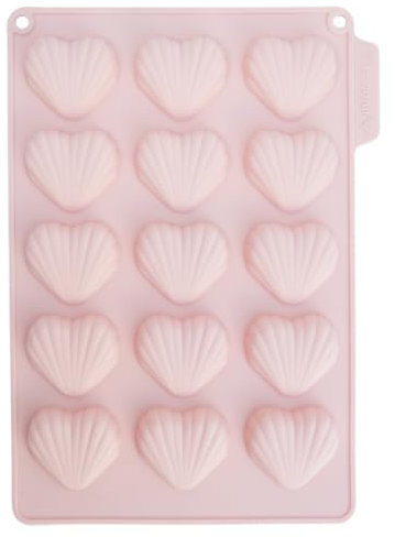 CÉCOA • Moule à Madeleines en Silicone Platinium • Forme de Cœur • Saint-Valentin • Sans BPA
