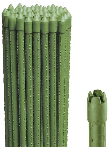 Paluplus 25 Canne in Acciaio con Rivestimento in Plastica Verde, Lunghezza 180 cm, diametro 16mm, Stecche Sostegno per piante Rampicanti, Ortaggi, Pomodori, per giardino, orto -3196F
