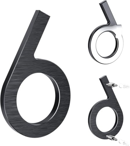 Yafimea numéro de maison exterieur noir 12,5 cm – En aluminium massif avec finition brossée, adhésif ou à visser, résistant aux intempéries, Pour porte, mur, clôture, portail (6/9)