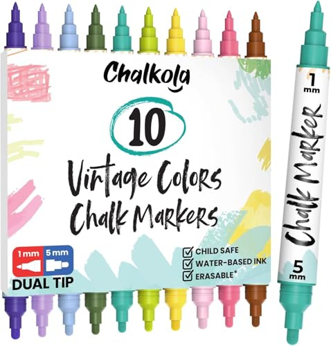 Chalkola Dual Tip Liquid Chalk Markers for Blackboard, Car Windows, Glass