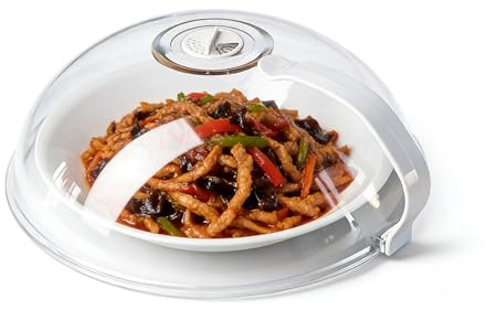 Coperchio Schizza-microonde con Manico Resistente al Calore Fino a 200°C Piatto Microonde Universale Sfiati Regolabili 26x26x10 cm Facile da Pulire