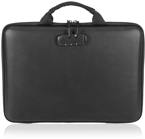 harupink Porte-documents ignifuge avec serrure, boîte de rangement rigide avec 13 compartiments et poignée robuste, étanche et ignifuge pour documents importants, certificats, ordinateurs portables
