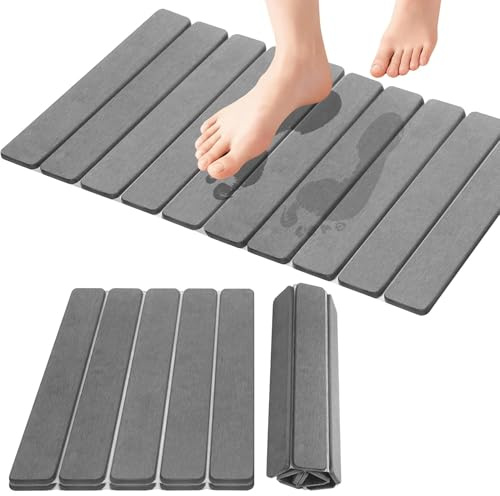 Tappeto diatomite bagno pieghevole arrotolabile 39 x 60 cm, antiscivolo, asciugatura rapida e facile pulizia| pietra atomite bagno e scolapiatti pietra per lavello da cucina| Stone drying mat kitchen.